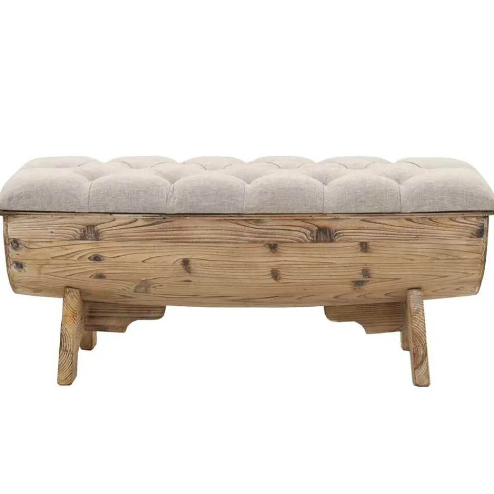 Bankjes*vidaXL Opbergbankje 103x51x44 cm massief hout en stof