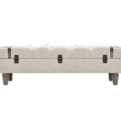 Bankjes*vidaXL Opbergbankje 111x34x37 cm massief hout en staal