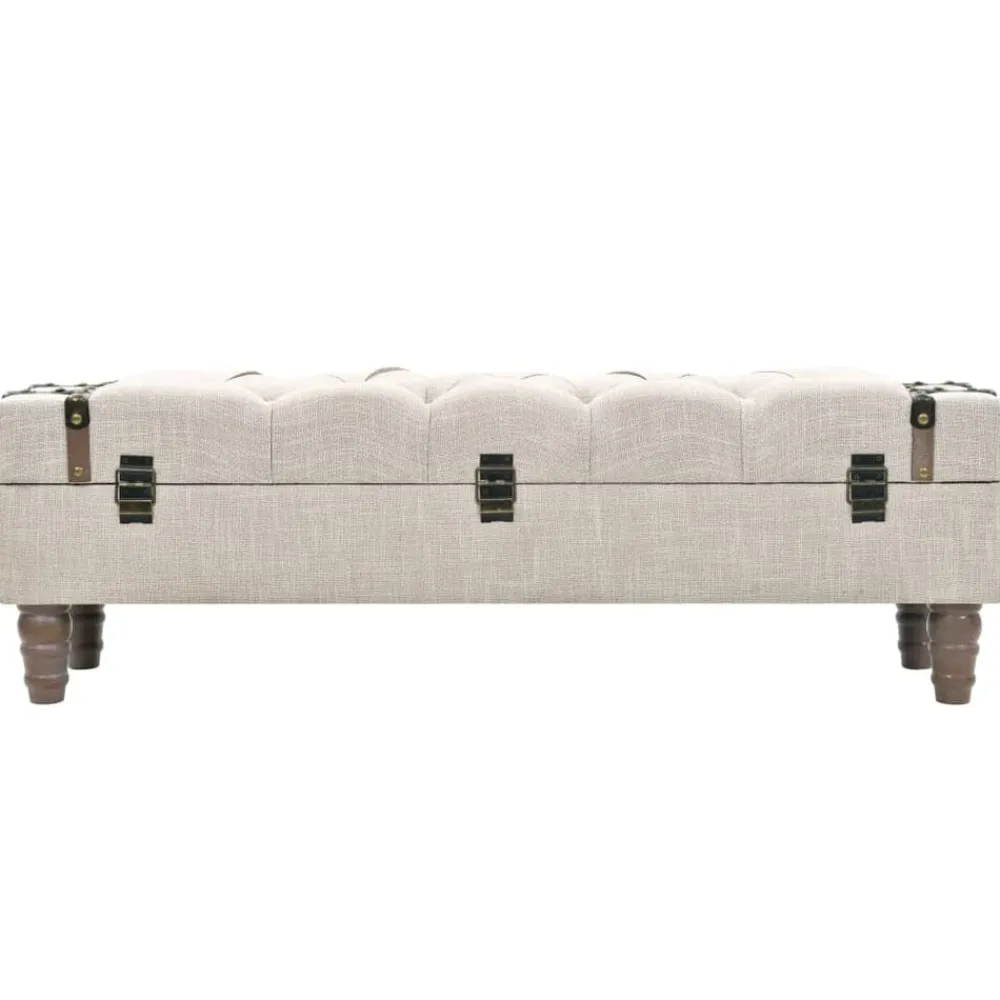 Bankjes*vidaXL Opbergbankje 111x34x37 cm massief hout en staal