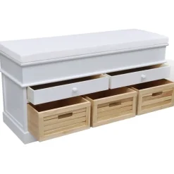 Opbergbankje/halbank met kussen, 2 lades en 3 kratten><noscript><img width=