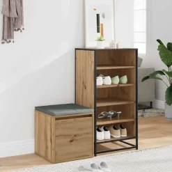 Opbergbox met lade 40,5x40x40 cm bewerkt hout artisanaal eiken>vidaXL Discount