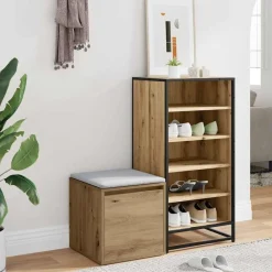 Opbergbox met lade 40,5x40x40 cm bewerkt hout artisanaal eiken><noscript><img width=