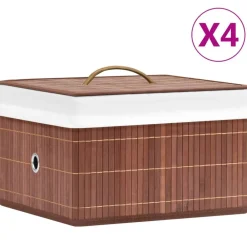 Huishoudelijke Benodigdheden*vidaXL Opbergboxen 4 st bamboe Bruin