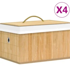 Huishoudelijke Benodigdheden*vidaXL Opbergboxen 4 st bamboe Lichthout