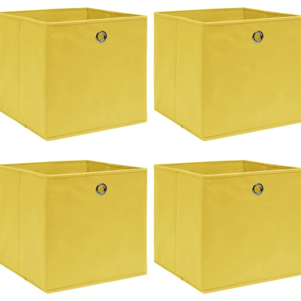 Opbergboxen 4 st 32x32x32 cm stof geel>vidaXL Clearance