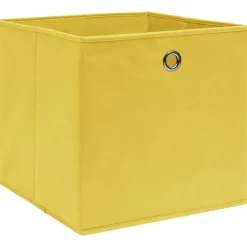 Opbergboxen 4 st 32x32x32 cm stof geel>vidaXL Clearance