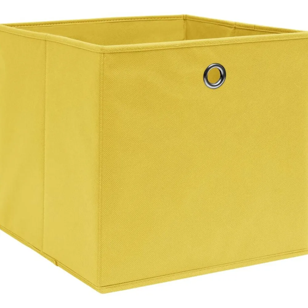 Opbergboxen 4 st 32x32x32 cm stof geel>vidaXL Clearance