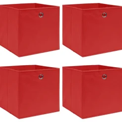 Opbergboxen 4 st 32x32x32 cm stof rood>vidaXL