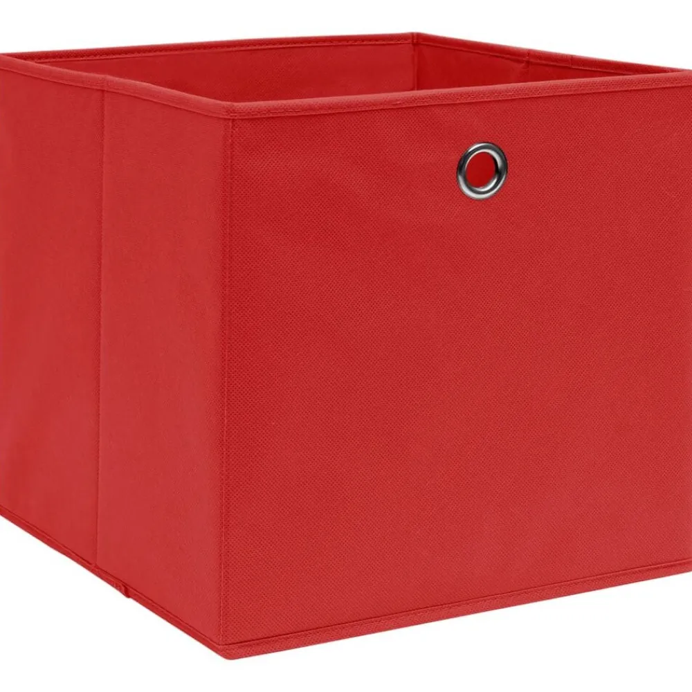 Opbergboxen 4 st 32x32x32 cm stof rood>vidaXL