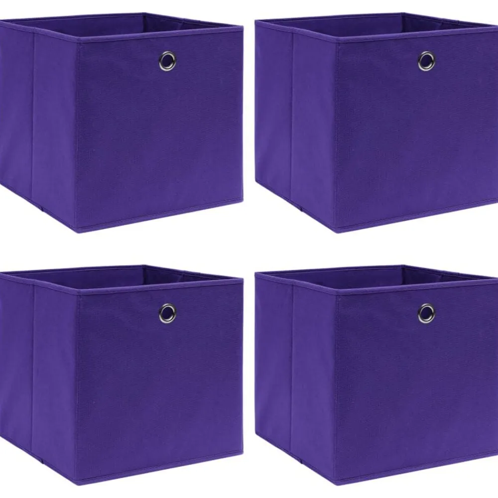 Opbergboxen 4 st 32x32x32 cm stof paars>vidaXL Sale