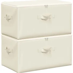 Huishoudelijke Benodigdheden*vidaXL Opbergboxen 2 st 43x34x23 cm stof crèmekleurig Cr&egrave;me