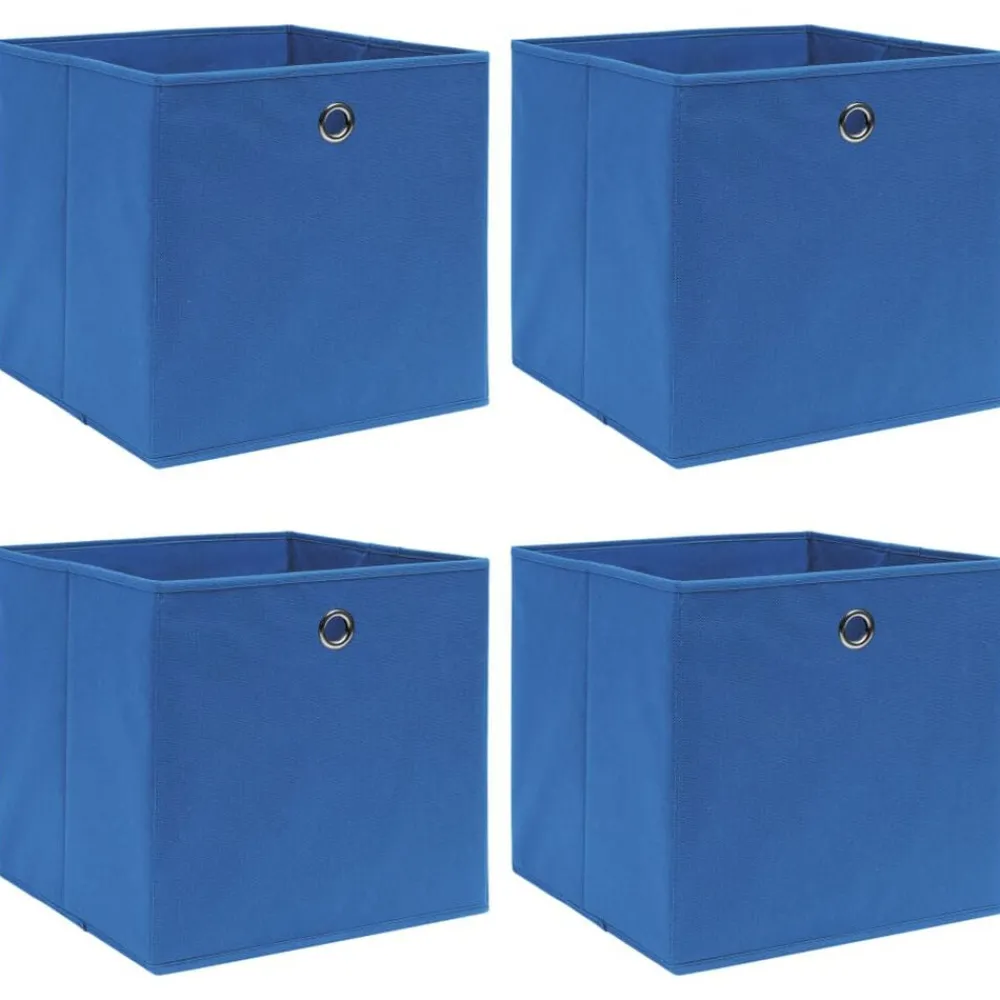 Opbergboxen 4 st 32x32x32 cm stof blauw>vidaXL Sale