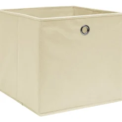 Huishoudelijke Benodigdheden*vidaXL Opbergboxen 4 st 32x32x32 cm stof crèmekleurig Cr&egrave;me zonder deksels
