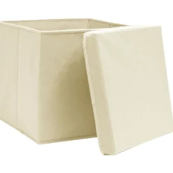 Opbergboxen met deksel 4 st 28x28x28 cm crèmekleurig><noscript><img width=