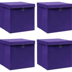 Huishoudelijke Benodigdheden*vidaXL Opbergboxen met deksel 4 st 28x28x28 cm paars Paars met deksels