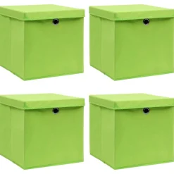 Huishoudelijke Benodigdheden*vidaXL Opbergboxen met deksel 4 st 32x32x32 cm stof groen Groen met deksels