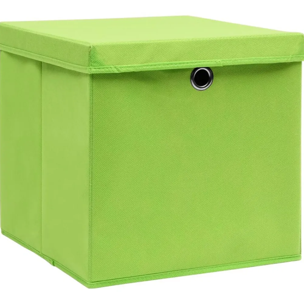 Huishoudelijke Benodigdheden*vidaXL Opbergboxen met deksel 4 st 32x32x32 cm stof groen Groen met deksels