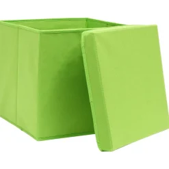 Huishoudelijke Benodigdheden*vidaXL Opbergboxen met deksel 4 st 32x32x32 cm stof groen Groen met deksels