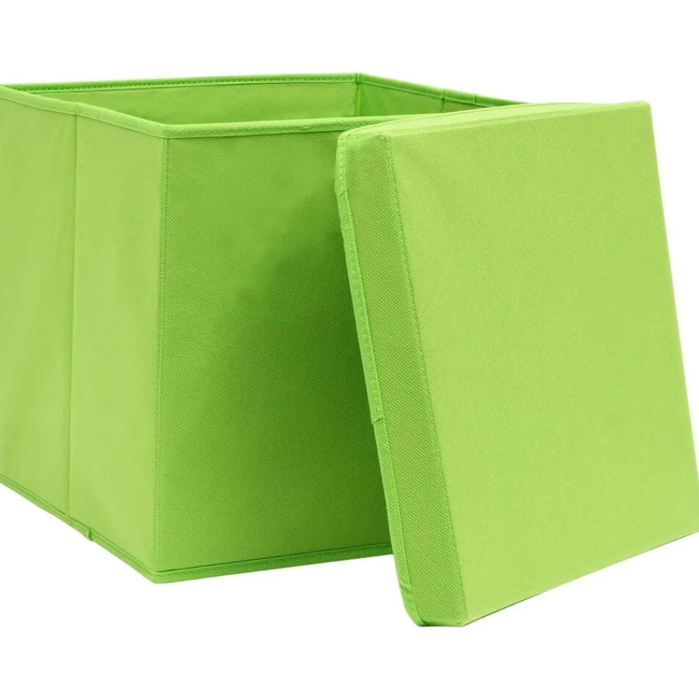 Huishoudelijke Benodigdheden*vidaXL Opbergboxen met deksel 4 st 32x32x32 cm stof groen Groen met deksels