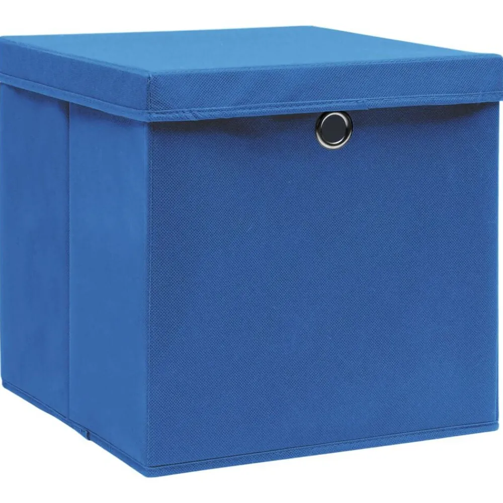 Opbergboxen met deksel 4 st 28x28x28 cm blauw>vidaXL Online