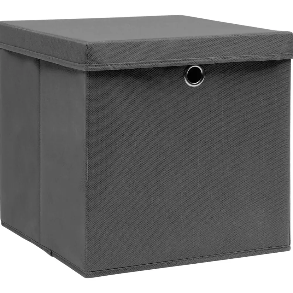 Huishoudelijke Benodigdheden*vidaXL Opbergboxen met deksel 4 st 32x32x32 cm stof grijs Grijs met deksels