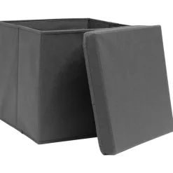 Huishoudelijke Benodigdheden*vidaXL Opbergboxen met deksel 4 st 32x32x32 cm stof grijs Grijs met deksels