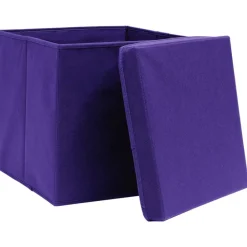 Opbergboxen met deksel 4 st 32x32x32 cm stof paars><noscript><img width=