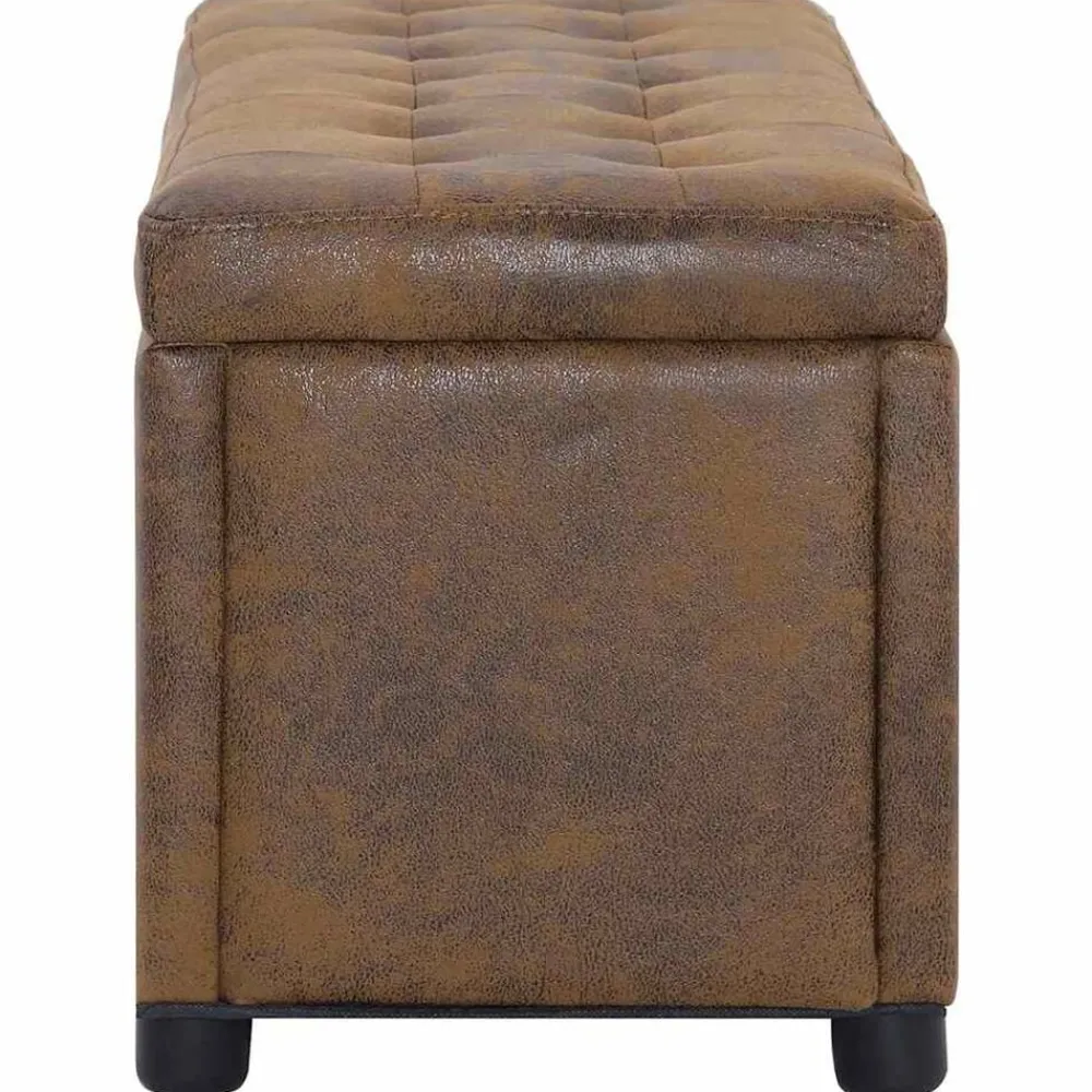 Bankjes*vidaXL Opberghocker 87,5 cm kunstsuède Bruin