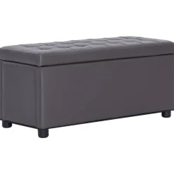 Bankjes*vidaXL Opberghocker 87,5 cm kunstleer Grijs