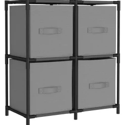 Opbergkast met 4 stoffen manden 63x30x71 cm staal>vidaXL Discount