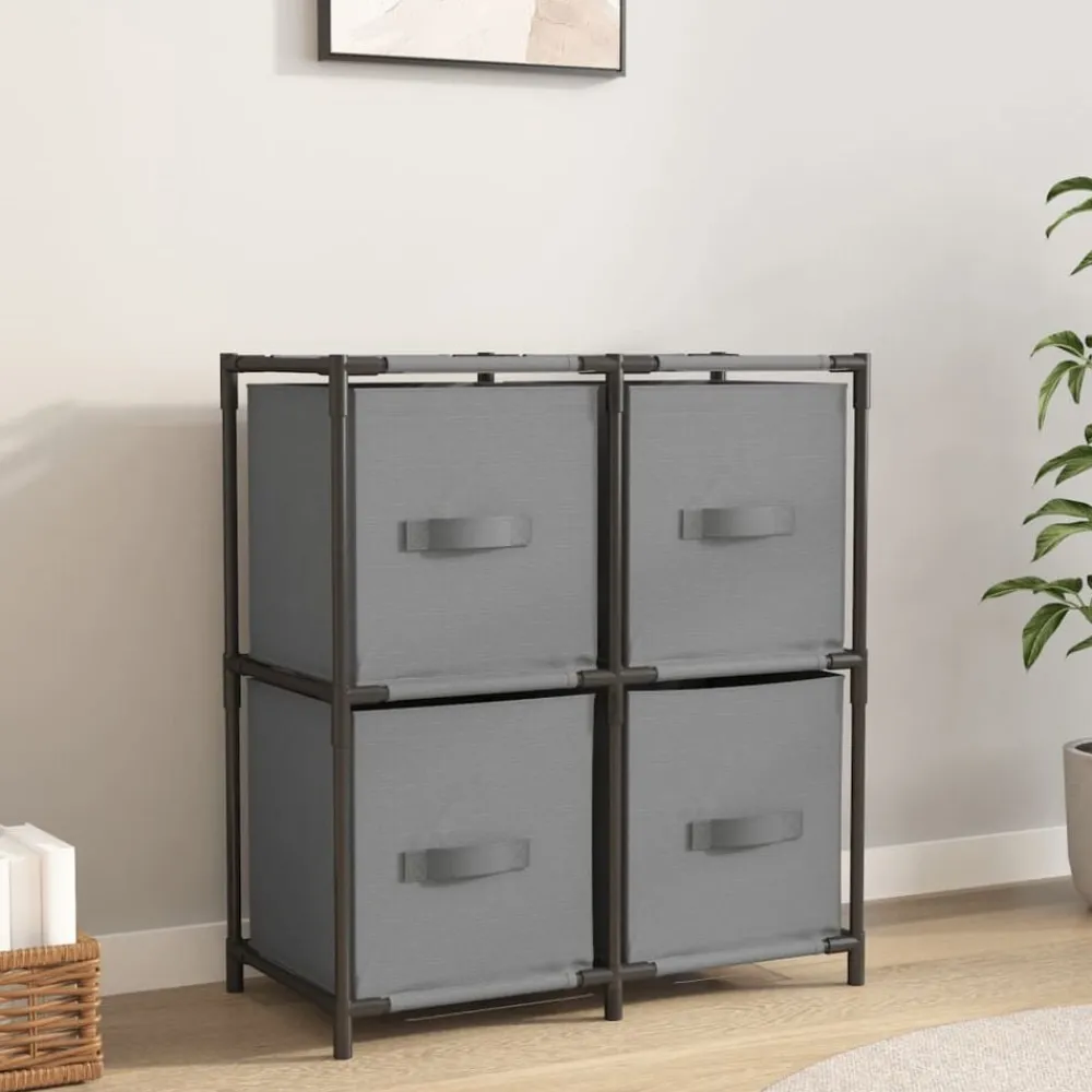 Opbergkast met 4 stoffen manden 63x30x71 cm staal>vidaXL Discount