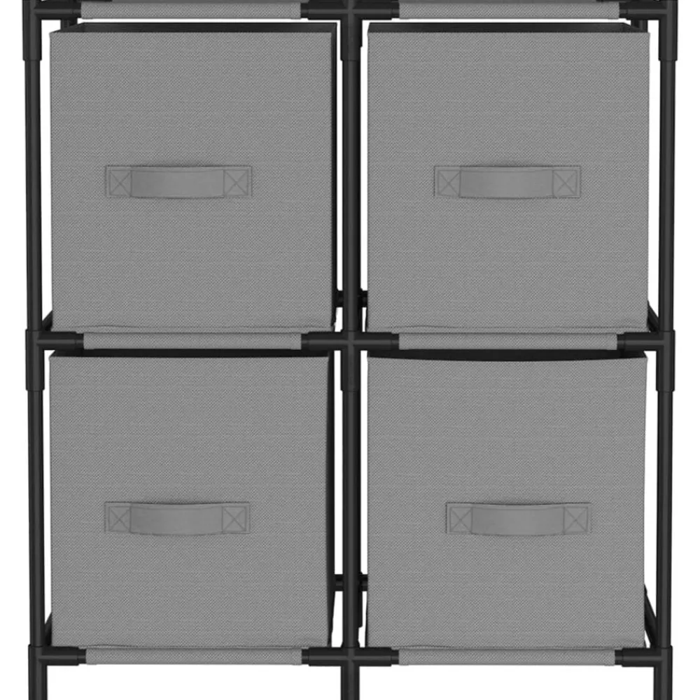Opbergkast met 4 stoffen manden 63x30x71 cm staal>vidaXL Discount