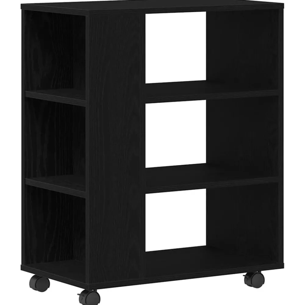 Kasten & Opbergmeubelen*vidaXL Opbergkast met wiel 60 x 35 x 75 cm Bewerkt hout Zwart eiken