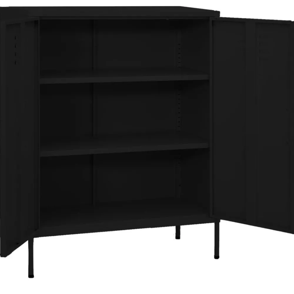 Kasten & Opbergmeubelen*vidaXL Opbergkast 80x35x101,5 cm staal Zwart