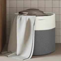 Opbergmand Ø 40x35 cm katoen en wit>vidaXL Outlet