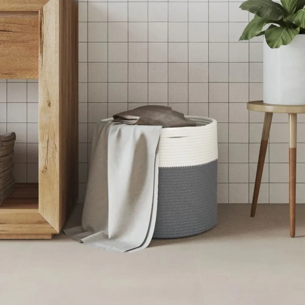 Opbergmand Ø 40x35 cm katoen en wit>vidaXL Outlet