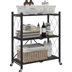 Gereedschap*vidaXL Opbergplank op wielen zwart 71x34x88 cm staal