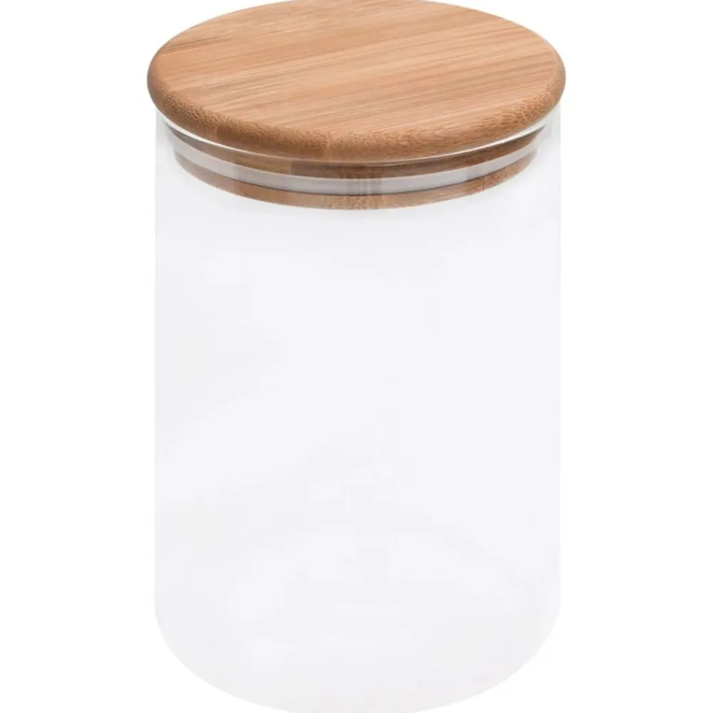 Keuken & Eetkamer*vidaXL Opbergpotten met bamboe deksels 4 st 800 ml glas