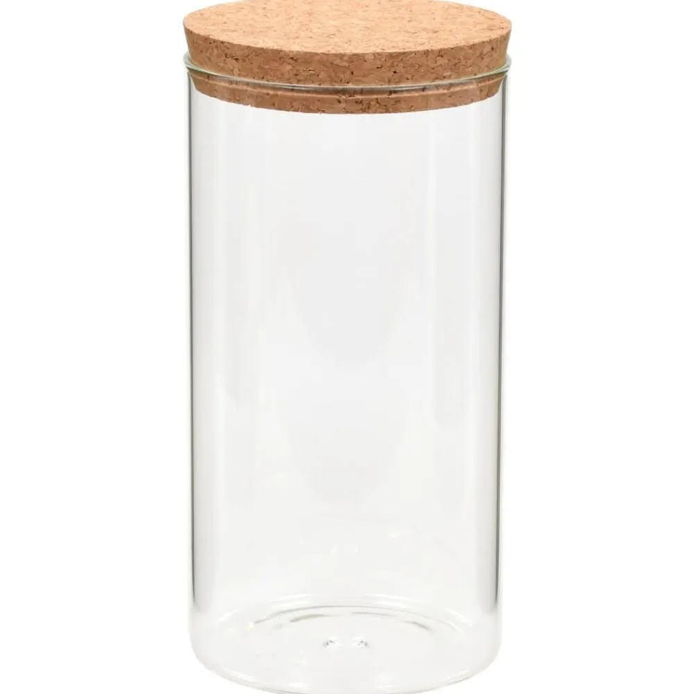 Opbergpotten met kurken deksel 6 st 1400 ml glas>vidaXL