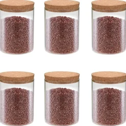 Keuken & Eetkamer*vidaXL Opbergpotten met kurken deksel 6 st 650 ml glas