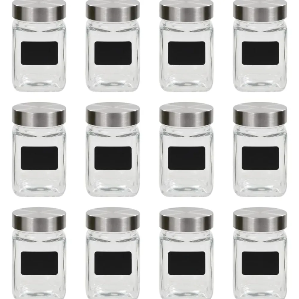 Keuken & Eetkamer*vidaXL Opbergpotten met stickers 12 st 300 ml
