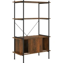 Boekenkasten & Wandplanken*vidaXL Opbergrek 4-laags met kast 80x40x130 cm staal en bewerkt hout Donkerbruin