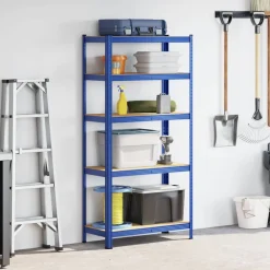 Industriële Opslag*vidaXL Opbergrek 5-laags staal & bewerkt hout Blauw
