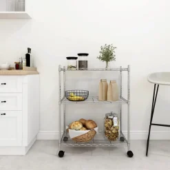 Opbergrek met wielen 3-laags 150 kg 60x35x81 cm kleurig>vidaXL Sale