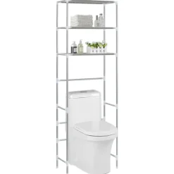 Badkameraccessoires*vidaXL Opbergrek voor boven toilet 3-laags 53x28x169 cm kleurig Zilver