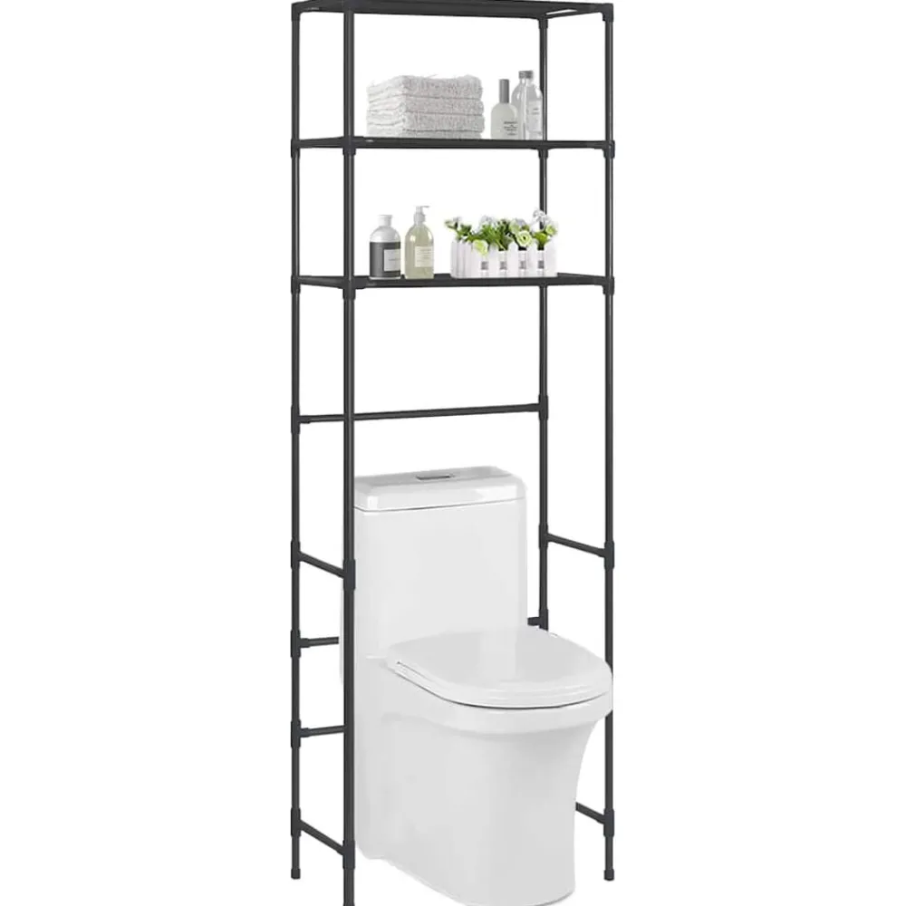 Badkameraccessoires*vidaXL Opbergrek voor boven toilet 3-laags 53x28x169 cm Zwart