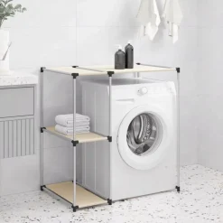 Badkameraccessoires*vidaXL Opbergrek voor boven wasmachine 87x55x90,5cm ijzer crèmekleurig Cr&egrave;me