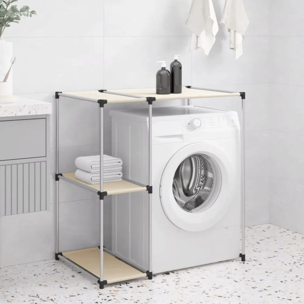 Badkameraccessoires*vidaXL Opbergrek voor boven wasmachine 87x55x90,5cm ijzer crèmekleurig Crème