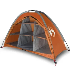 Buitensport*vidaXL Opbergtent 9 vakken waterdicht Grijs en oranje