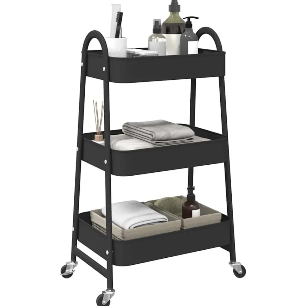 Opbergtrolley 3-laags 42x41,5x77 cm staal>vidaXL Hot